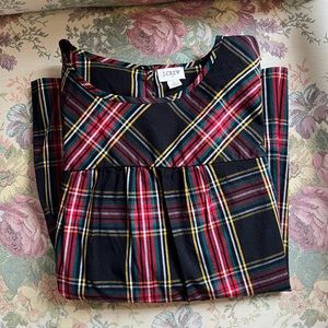 Plaid puff sleeve J crew long sleeve shirt